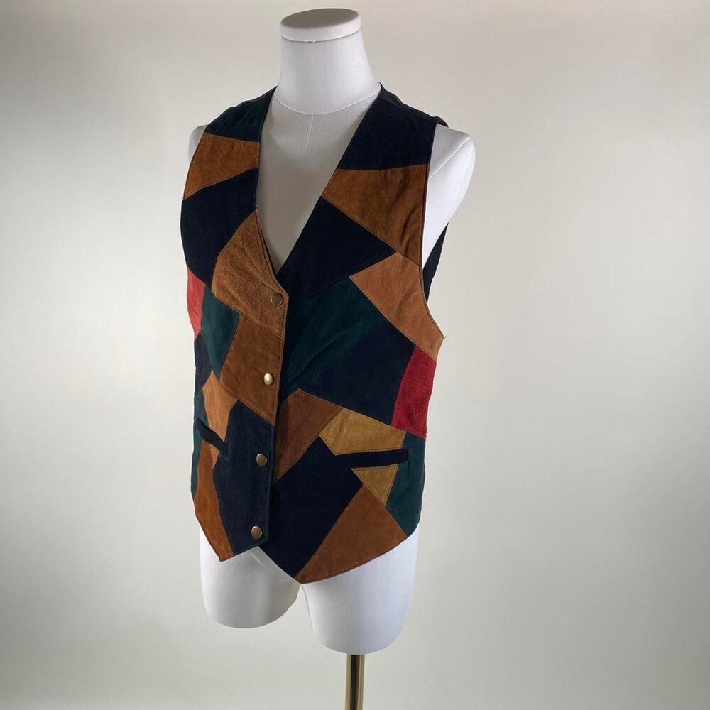 Vintage western patchwork suede vest